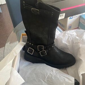 Forever 21 Black Moto Boots with Buckles